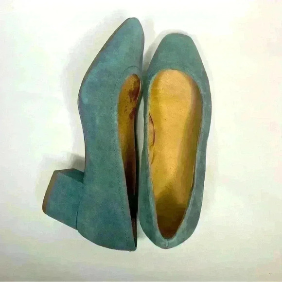 Madewell The Raquel Suede Heel Pump Blue Green Size 7